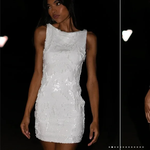 Meshki | Dresses | Meshki White Sequin Dress Bridal | Poshmark
